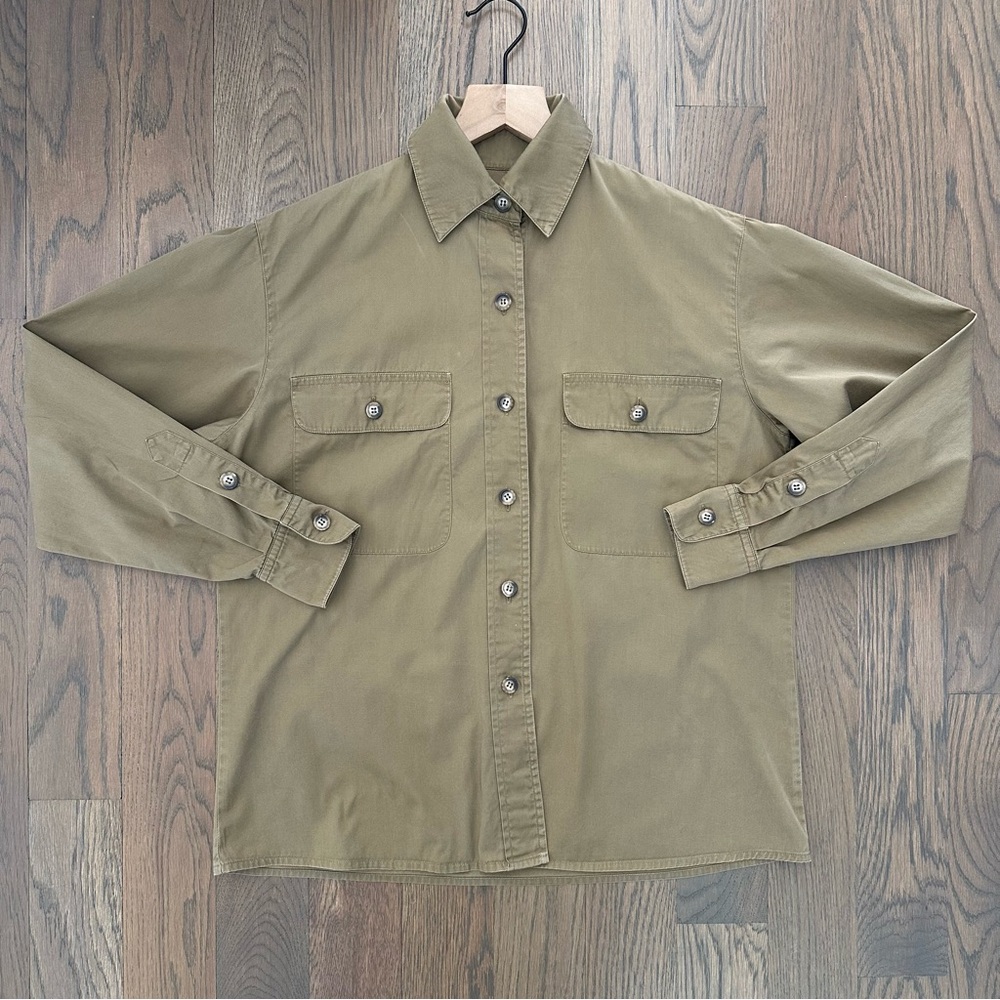 Vintage Calvin Klein Classifications 1990s Button Front Shirt Khaki Brown 4/S